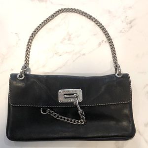 MICHAEL Michael Kors black leather purse with silver chain and hardware